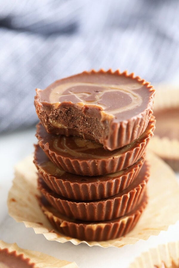 Stacked peanut butter cups.