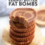 a stack of chocolate peanut butter fat bomb recipe.