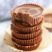 A decadent fat bomb recipe featuring peanut butter cups stacked high.