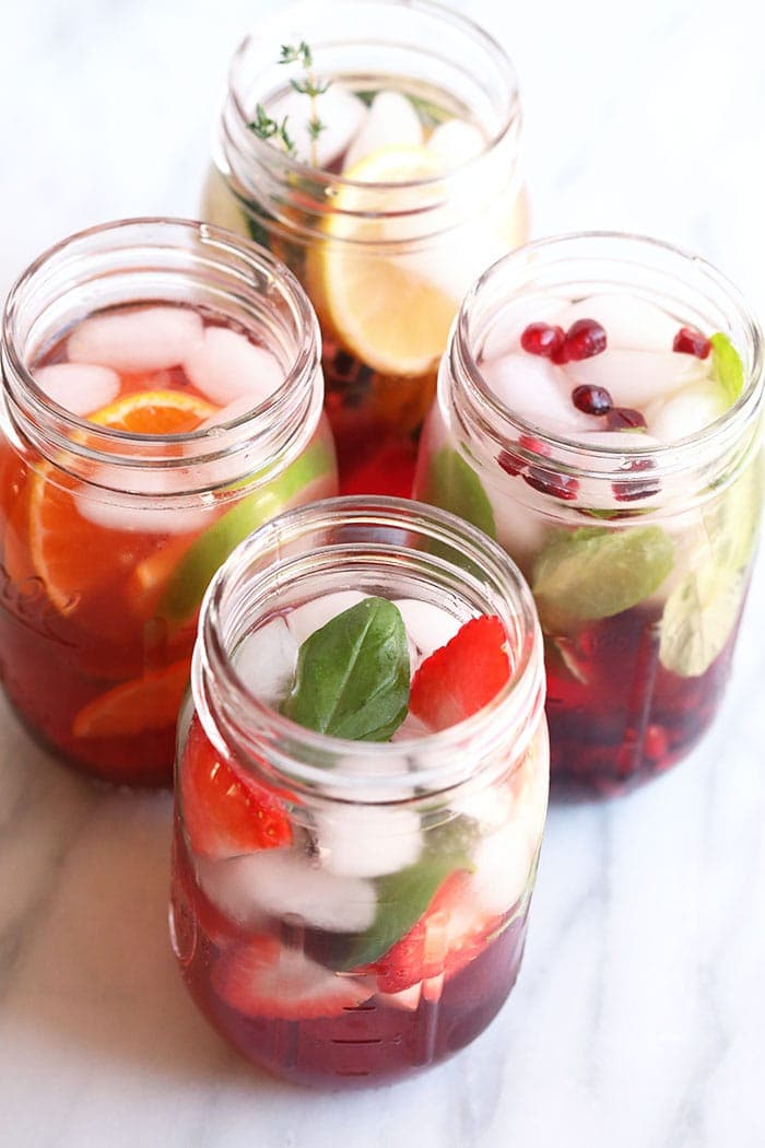 infused waters in mason jars 