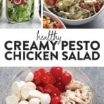 Creamy and pesto-flavored, this healthy chicken salad is a scrumptious option.