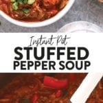 Stuffed pepper soup with a text overlay