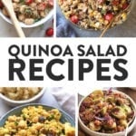 Photo collage of quinoa salad recipes