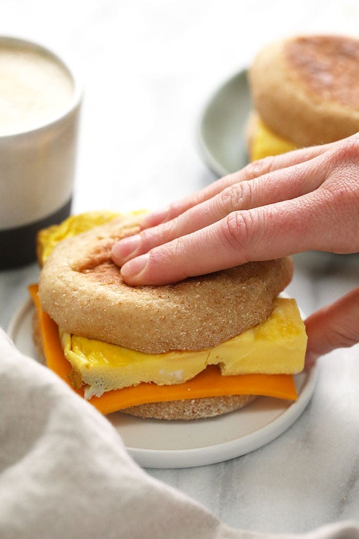basic breakfast sandwich on a plate.