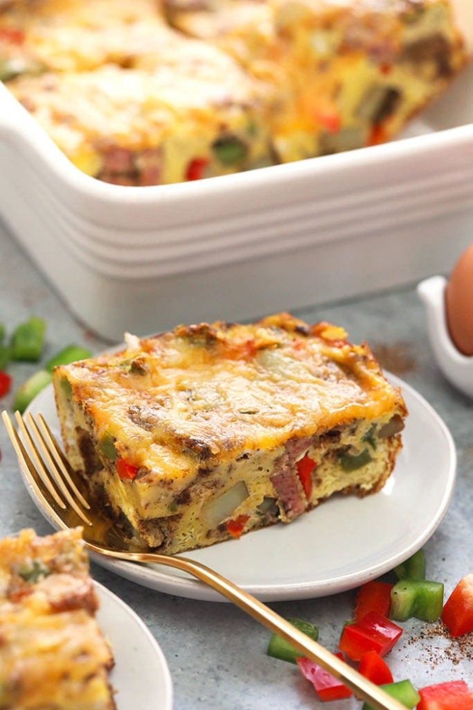 Chicken Fajita Breakfast Casserole - Fit Foodie Finds