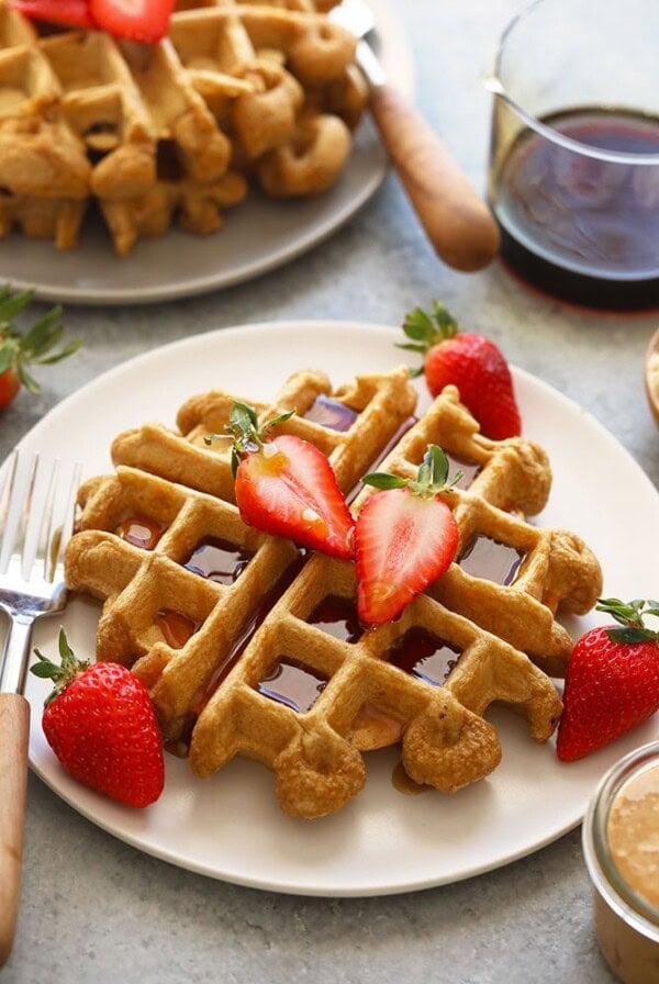 protein waffles on a plate