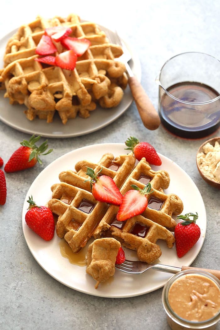 healthy protein waffles on a plate