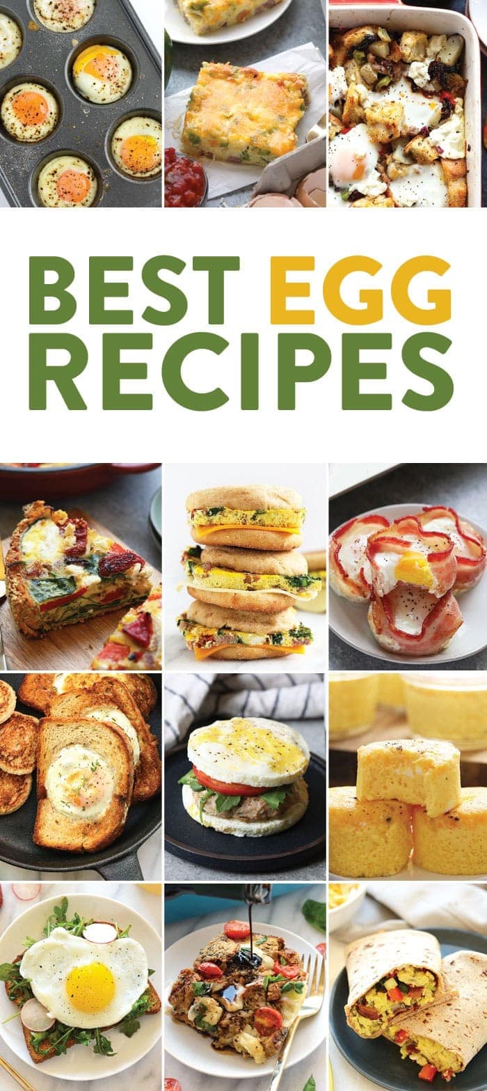 A photo collage of healthy egg recipes