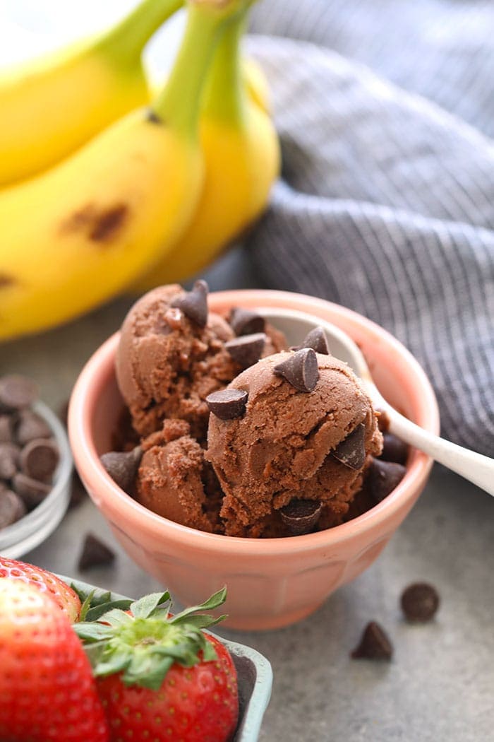 healthy chocolate ice cream in a bowl