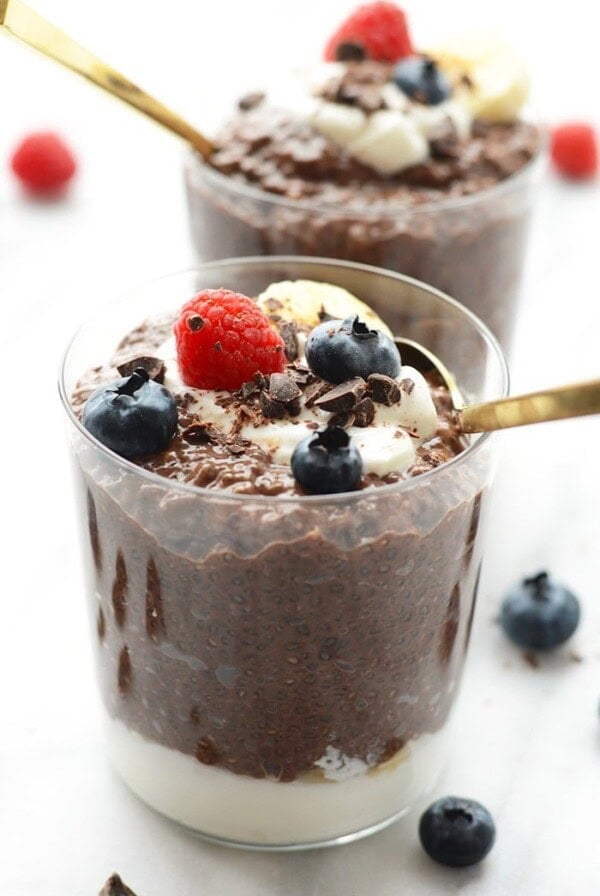 chia seed pudding in glass