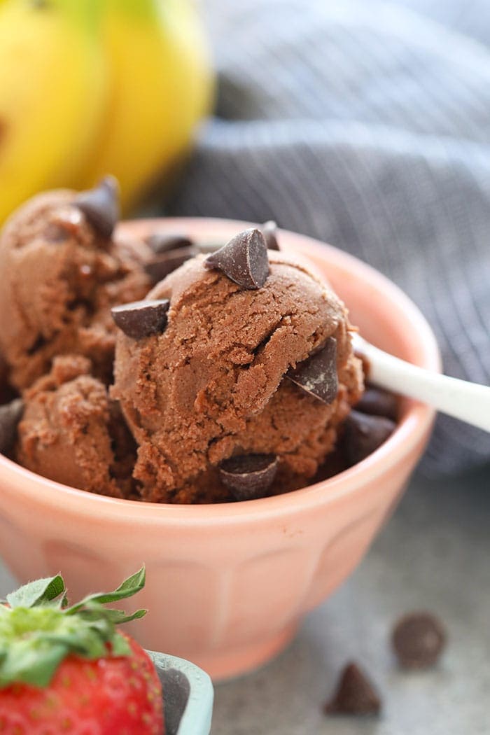 healthy chocolate ice cream in a bowl