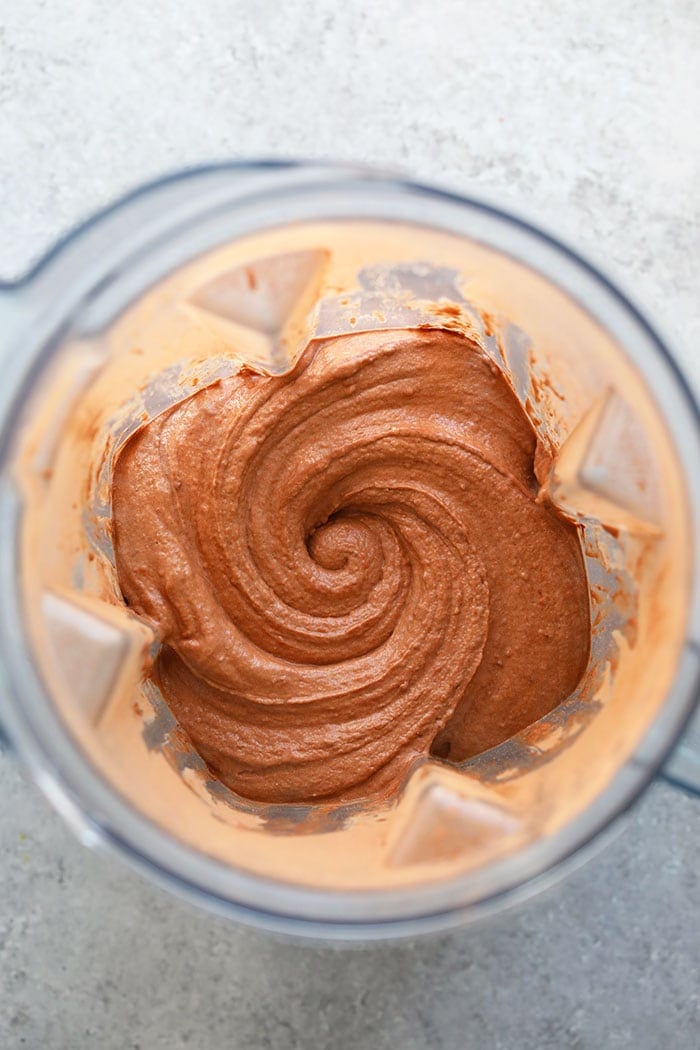 healthy chocolate ice cream in a blender