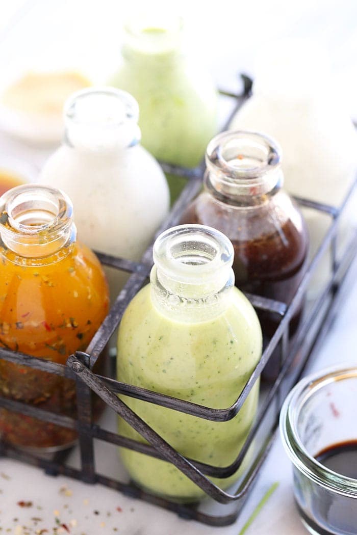 salad dressing recipes in a storage container