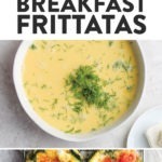 Frittatas displayed on a cooling rack at breakfast.