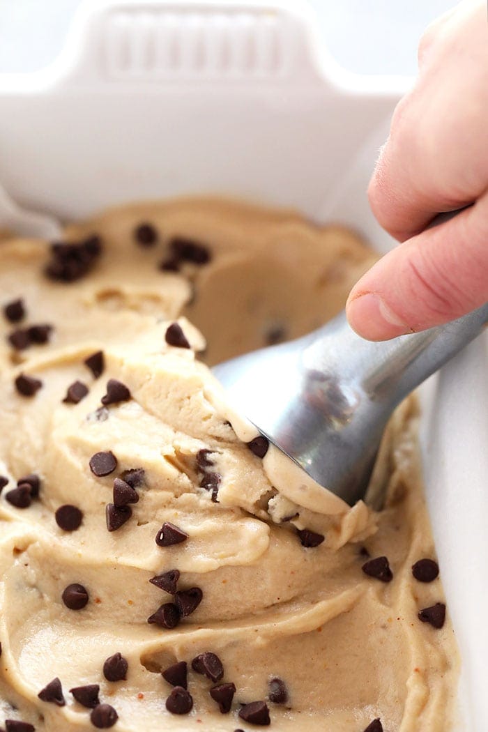 peanut butter banana nice cream being scooped