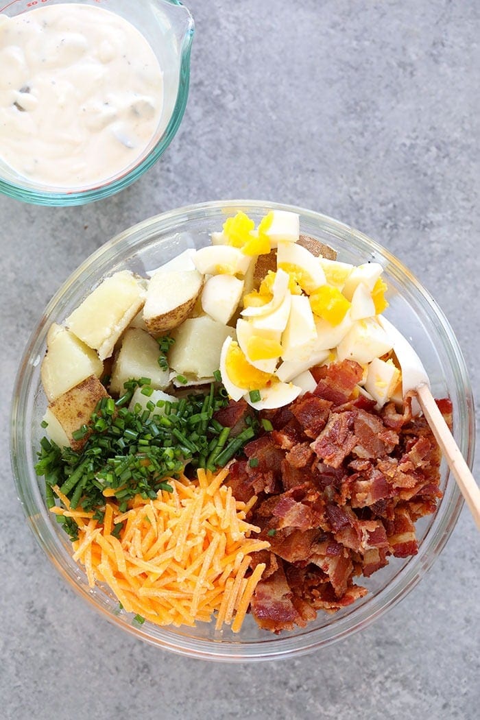 Ingredients for loaded potato salad 