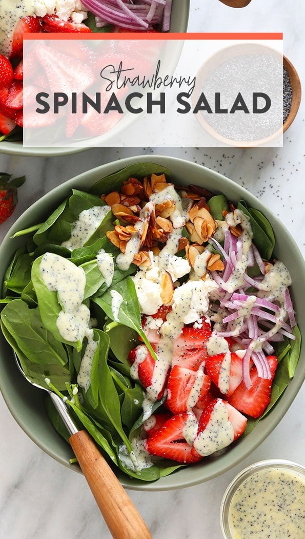 Strawberry Spinach Salad w/ Poppyseed Dressing! - Fit Foodie Finds