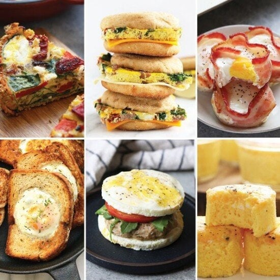 a photo collage of healthy egg recipes