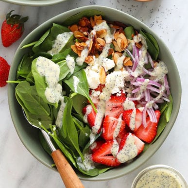 Strawberry Spinach Salad w/ Poppyseed Dressing! - Fit Foodie Finds