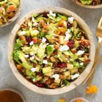 shaved brussels sprout salad ina bowl
