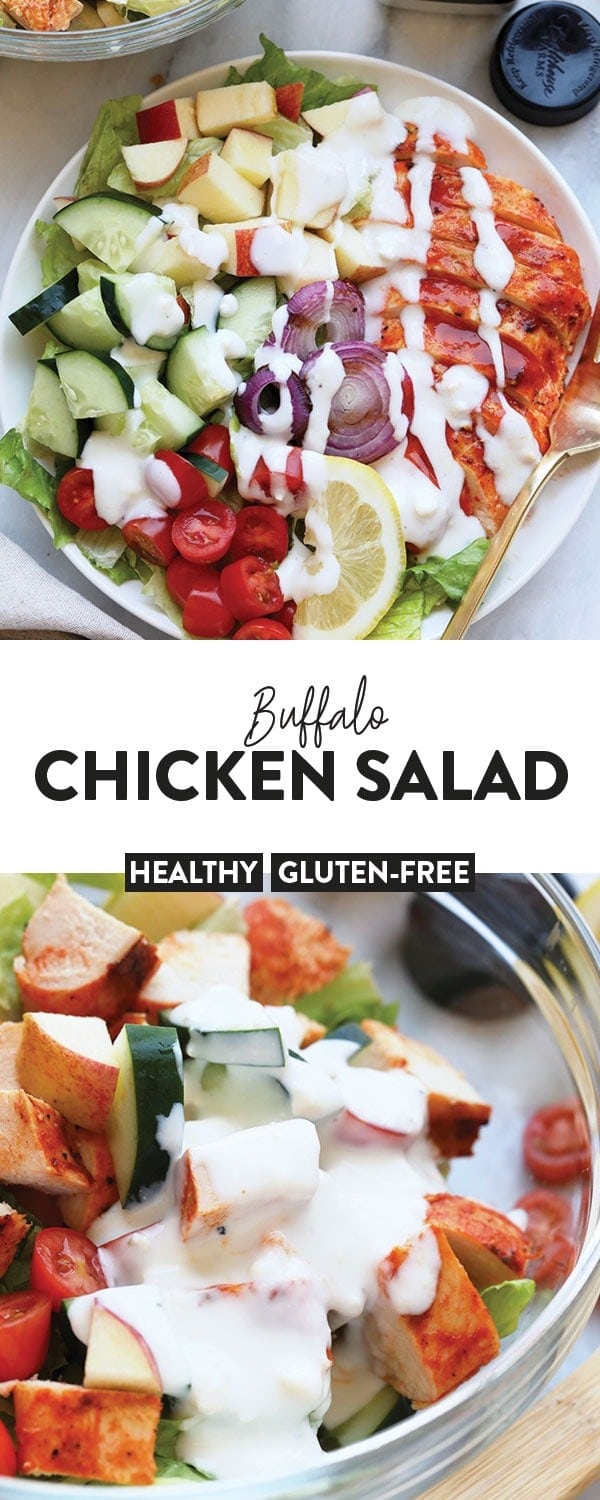 Grilled Buffalo Chicken Salad (healthy salad!) - Fit Foodie Finds
