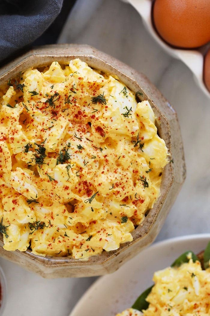 healthy egg salad in a bowl