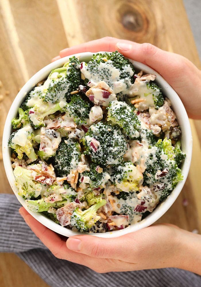 healthy broccoli salad with bacon