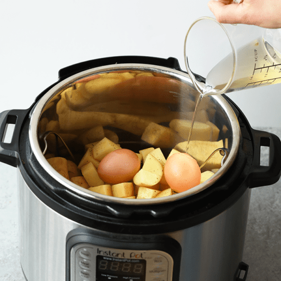 pouring liquid into instant pot