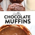 Healthy chocolate muffins served with a bowl of milk.