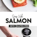 a person is cooking sous vide salmon.