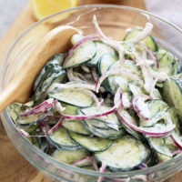 cucumber salad in a bowl