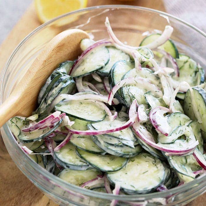 The BEST Creamy Cucumber Salad - Fit Foodie Finds