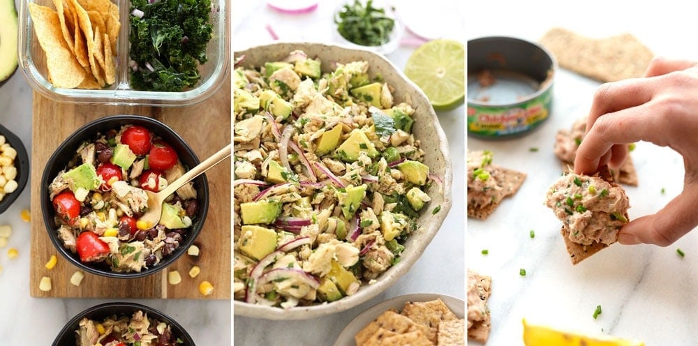 Three different tuna salad recipes. 