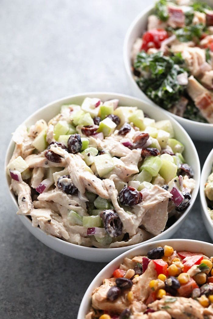 Meal Prep Cranberry Walnut Chicken Salad {GF, Low Cal} - Skinny