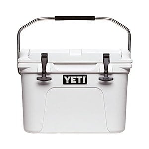 yeti cooler with handle on a white background.