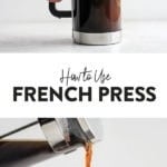 French press, coffee.