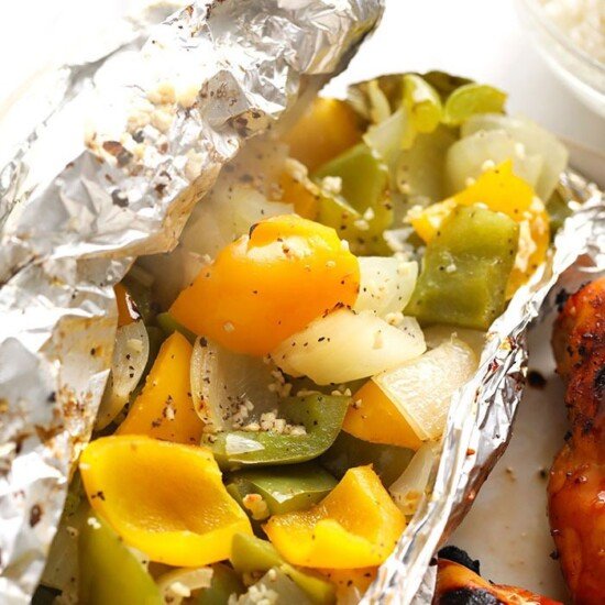 grilled peppers and onions