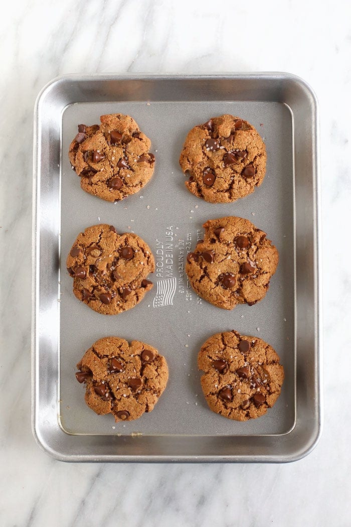chocolate chip cookies on pan