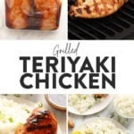 a collage of pictures of grilled teriyaki chicken.