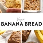 A compilation of vegan banana bread photographs.