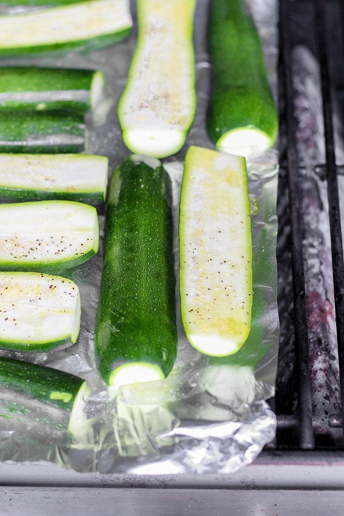 zucchini being grilled.