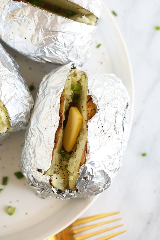 Baked Potatoes in Foil (oven & grill) - Fit Foodie Finds