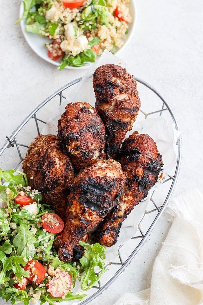 Cooking chicken drumsticks on the outlet grill