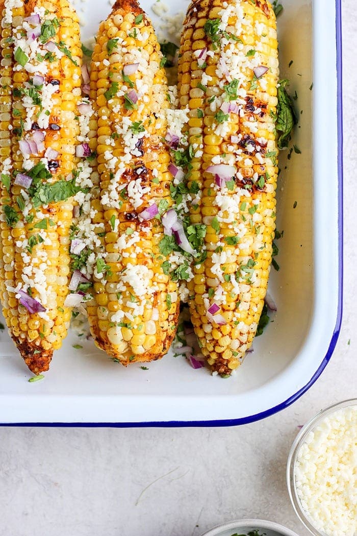 Mexican street corn in tin.