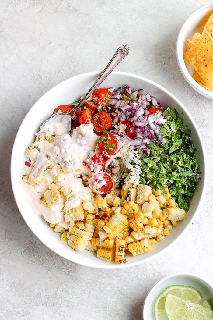 Mexican Street Corn Salad in a bowl.