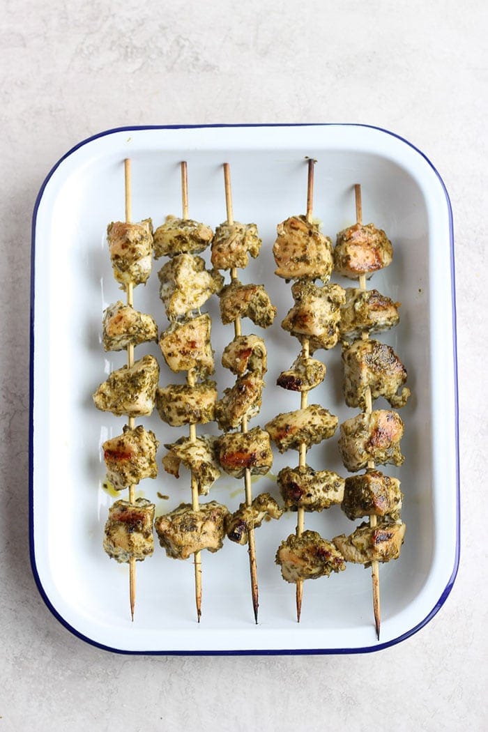 Grilled Pesto Chicken Skewers Fit Foodie Finds