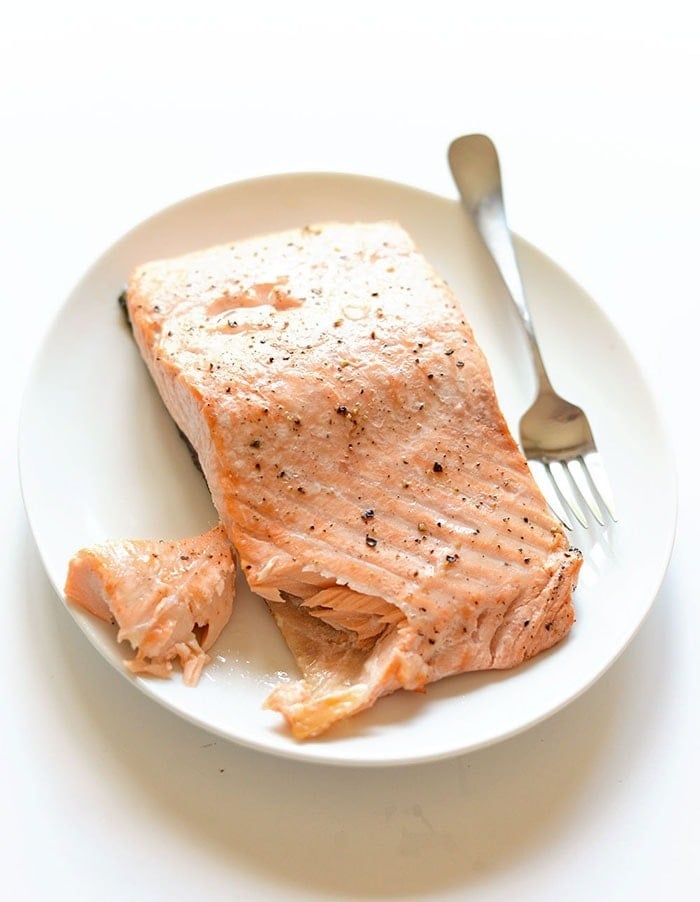 cooked salmon on plate