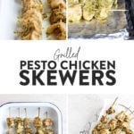 Chicken skewers with pesto.