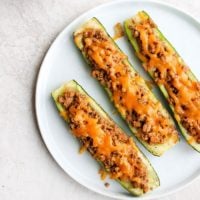taco zucchini boats on a plate