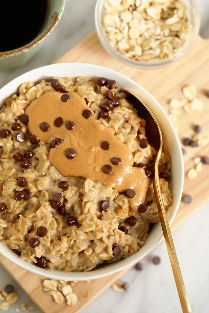 oatmeal with cashew butter in bowl